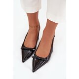 Boto Patent Leather Heeled Pumps With Bow Black Olvena | shoptok.hr