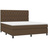  Krevet box spring s madracem LED tamnosmeđi 160x200 cm tkanina | shoptok.hr