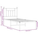 Metalni okvir krevet bez madraca s uzglavljem bijeli 75x190 cm | shoptok.hr