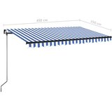 Tenda na ručno uvlačenje s LED svjetlom 450x350 cm plavo-bijela | Eponuda.com