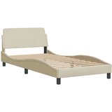 vidaXL Postelja z vzmetnico krem 100x200 cm blago | Shoptok.si