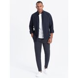 Ombre CARROT men's pants in structured two-tone knit - navy blue | Shoptok.si