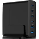 station USB brzi/quick punjač GEMBIRD, 6-port 75W GaN USB fast charger, black, Type-C, USB, TA-UC-2A4C-PD75-01-BK