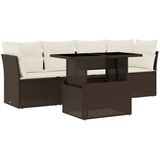  5-dijelni set vrtnih sofa s jastucima poliratan smeđi | shoptok.hr