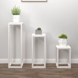  3-dijelni set stalaka za biljke od masivne borovine bijeli | shoptok.hr