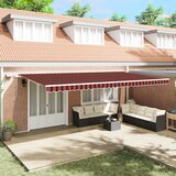 vidaXL Ročna retraktibilna tenda z LED oranžna in rjava 600x350 cm Cene