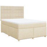 vidaXL Box spring postelja z vzmetnico krem 140x190 cm blago, (21304659) | Shoptok.si
