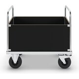 Kongamek pocinkan ploski voziček KM531, visoko ohišje kovčka, d x š 1000 x 700 mm, 2 vrtljivi kolesi z zavoro, 2 fiksni kolesi | Shoptok.si