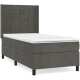 Box spring krevet s madracem tamnosivi 90x200 cm baršunasti | shoptok.hr