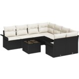 vidaXL 9 komada vrtni sofa set s jastučićima crni poliratán, dvosedna vrtna sofa s pohranom i jastučićima crni poliratán | shoptok.hr