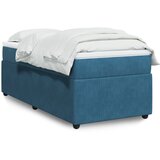 vidaXL Box spring postelja z vzmetnico temno modra 100x200 cm žamet | Shoptok.si