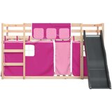  Krevet na kat s toboganom i zavjesama ružičasti 90 x 200 cm | shoptok.hr