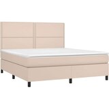  Krevet box spring madrac LED cappuccino 180x200cm umjetna koža | shoptok.hr