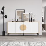 Marckeric Bela/v naravni barvi nizka komoda v hrastovem dekorju 180x82 cm Vae – | Shoptok.si