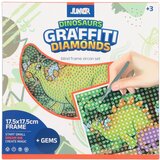 Junior Graffiti diamonds, blind ram sa bockalicama, dinosaurusi, bela, 17,5x17,5cm | Eponuda.com