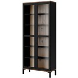 Tvilum Črna/v naravni barvi vitrina v orehovem dekorju 89x203x36 cm Roomers – | Shoptok.si