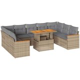 vidaXL 10-dijelni set vrtnih sofa s jastucima bež od poliratana bagrem | shoptok.hr