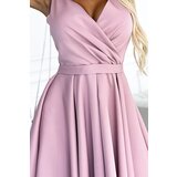 Numoco Dress with a longer back, neckline and belt | Shoptok.si