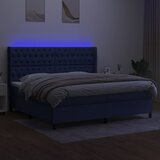  box spring s madracem LED plavi 200x200 cm od tkanine | shoptok.hr