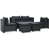Poli 6-dijelna vrtna garnitura od poliratana s jastucima crna | shoptok.hr