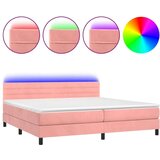  Box spring s madracem LED ružičasti 200x200cm baršunasti | shoptok.hr