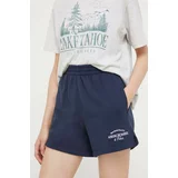 Abercrombie & Fitch Kratke hlače ženski, mornarsko modra barva