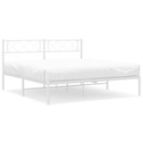  The Living Store Kovinski posteljni okvir z vzglavjem bel 140x200 cm - Kovinski Posteljni Okvir, (21454154) | Shoptok.si