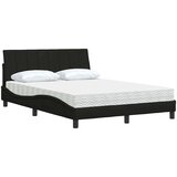 vidaXL Postelja z vzmetnico črn 120x200 cm blago | Shoptok.si