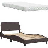  Postelja z vzmetnico temno rjava 100x200 cm blago, (21793108) | Shoptok.si