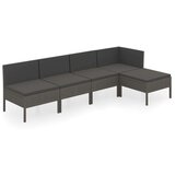  Vrtna sedežna garnitura 5-delna z blazinami poli ratan siva, (20673840) | Shoptok.si