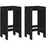 vidaXL Vrtni stolček 2 kosa črn 40x36x75 cm trdna borovina | Shoptok.si