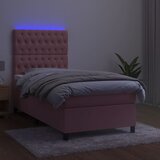 Krevet box spring s madracem LED ružičasti 90x190 cm baršunasti | shoptok.hr