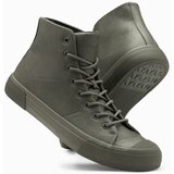 Ombre men's high-top sneakers with rubber toecap - olive