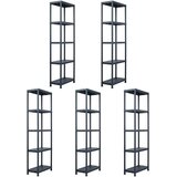  Stalci za pohranu 5 kom crni 125 kg 60 x 30 x 180 cm plastični | shoptok.hr