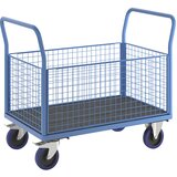 eurokraft pro Ploski voziček z mrežastimi stenami, nakladalna površina DxŠ 1200 x 750 mm, polno elastična Cene