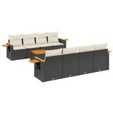  9-dijelni set vrtnih sofa s jastucima crni od poliratana | shoptok.hr