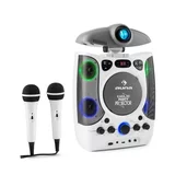 Auna KaraProjectura, 2 v 1 karaoke oprema, projektor, LED, USB, MP3, CD, 2 x mikrofon, bela