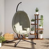 The Living Store Viseči stol jajček s stojalom bež blago in jeklo - Viseči Stol Jajček, (21497264) Cene