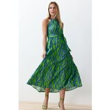 Trendyol Blue Animal Shift Halter Neck Halter Neck Shally Maxi Woven Dress cijene