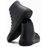 Ombre men's high-top sneakers with rubber toe - black | ePonuda.com