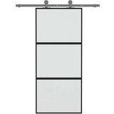 vidaXL Klizna vrata crna 90 x 205 cm od kaljenog stakla i aluminija | shoptok.hr