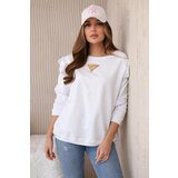 Kesi Cotton blouse with ruffles on the shoulders white Cene
