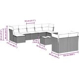  10-dijelni set vrtnih sofa poliratan s jastucima svijetlosivi | shoptok.hr