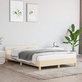 The Living Store Posteljni okvir z vzglavjem krem 120x200 cm blago - Posteljni Okvir Z Vzglavjem, (21525932) Cene