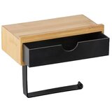 Wenko Držalo za WC papir Bambusa (z odlagalno poličko, črna/bambus, mat) | Shoptok.si