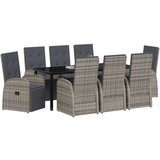  9-delni vrtni jedilni set z blazinami, siva poli ratan, (22087395) | Shoptok.si