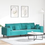vidaXL Baršunasta sofa s jastukom s jastukom Tirkizna 208 cm Baršun u