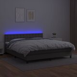 Krevet box spring s madracem LED sivi 180x200cm od umjetne kože | Eponuda.com