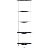 vidaXL Police s 5 razina crne 30 x 30 x 130 cm od kaljenog stakla Cijene