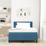 Box Spring Krevet s Madracem &amp LED Tamnoplavi 120x200 cm Baršun | shoptok.hr